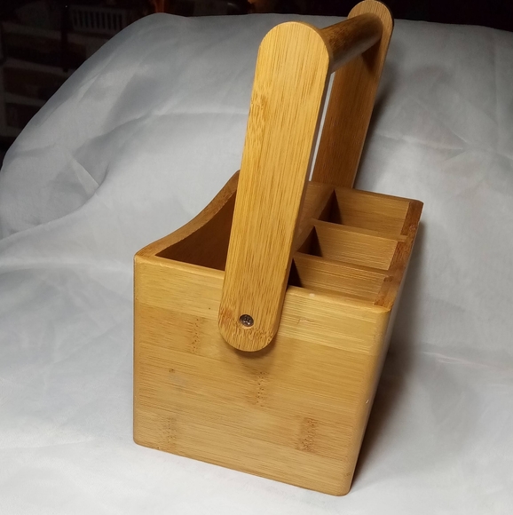 Natural Bamboo Cultery Caddy With Handle - Picture 8 of 10